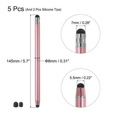 5pcs Stylus Pens for Touch Screens with 2 Extra Tips Pink