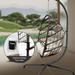 Swing Egg Chair with Stand Indoor Outdoor Basket Hanging Chair with Cup Holder