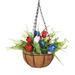 Christmas Gifts Clearance! SHENGXINY American Lndependence Day Basket Of Artificial Flowers For Patio Garden Decoration Coconuts Lined Hanging Basket Of Red White And Blue Tulips For Indoor And