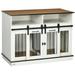 PawHut Dog Crate Furniture for Large & Small Dogs Double Dog Kennel White