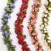 opvise Artificial Flower Hanging Wall Art Decor Plastic Wedding Party Flower Ivy Vine for Home Rose Red