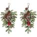 WNG Ornaments Rattan Decor Garland Red Cones For Front Frosted Holiday Christmas Window Hanging Artificial Berries Wall Door Winter Teardrop Decoration & Hangs