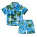 Baby Delas!Summer Suit for Children Toddler Baby Boys Fashion Short Sleeve Blouse Tropical Seaside Print Retro Shirt Shorts Suit Baby Suit Summer Casual Clothes Sets