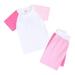 B91xZ Girls Outfit Sets Toddler Kids Baby Unisex Summer Tshirt Shorts Soft Patchwork Cotton 2PC Sleepwear Outfits Hot Pink Sizes 11-12 Years