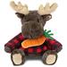 DolliBu Happy Easter Super Soft Plush Moose with Red Plaid Hoodie and Carrot - Stuffed Animal with Carrot Plush Perfect Easter Gift Spring Easter Plush Animal - 10 Inches