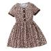 Baby Deals!Toddler Girl s Summer Dresses Summer Girl Dinosaur Leopard Print Sunflower Skirt In Small Child Color Bump Button Short-sleeved Dress Summer Dresses for Toddler