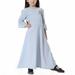 Herrnalise Muslim Long Dress Medium Big Girls Long Sleeve V Neck Colorblock Dress