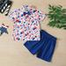 Baby Deals!Toddler Girl Clothes Clearance Summer Suit for Children Toddler Baby Independence Day Boys Fashion Short Sleeve Print Retro Shirt Shorts Suit Baby Suit Summer Casual Clothes Sets