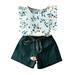 Outfits For Teen Girls Toddler Kids Baby Flower Print T Shirt Top Belt Shorts Set Clothes Suit