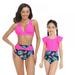 Family Matching Swimsuits Leaves Print Bathing Suits Summer Beach Bikini