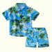 Baby Deals! Toddler Girl Clothes Clearance Summer Suit for Children Toddler Baby Boys Fashion Short Sleeve Blouse Tropical Seaside Print Retro Shirt Shorts Suit Baby Suit Summer Casual Clothes Sets