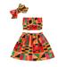 Outfits For Teen Girls Toddler Kids Baby African Style Vest Tops Dashiki Skirts Headband Ankara Set Clothes Suit