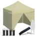 Eurmax 10x10ft Pop up Canopy Commercial Tent with 4 Zippered Sidewallsï¼ŒSandy