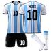 Argentina No. 10 Me-ssi Jersey (28 Yards) Argentina Soccer Jersey 2022 Me-ssi Shirt Short Sleeve Football Kit Kids/Adult Soccer Fans Gifts