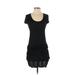 Banana Republic Casual Dress - DropWaist Scoop Neck Short sleeves: Black Print Dresses - Women's Size X-Small Petite