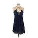 Alythea Casual Dress - A-Line Halter Sleeveless: Blue Print Dresses - Women's Size Small