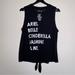 Disney Tops | Disney Princess Ariel Belle Cinderella And Me Tank Top In Black Size L (11/23) | Color: Black/White | Size: Lj