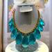 Kate Spade Jewelry | Kate Spade - Cascading Aqua Teardrop Statement Necklace | Color: Blue/Gold | Size: 18” + 2”Extender