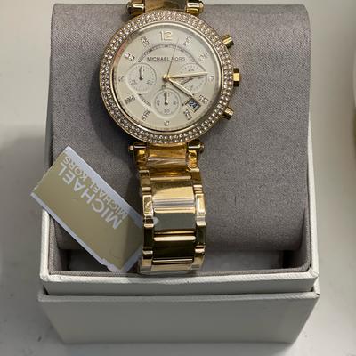 Michael Kors Accessories | Ladies Michael Kors Dress Watch. Crystal Stones Surrounding Face. New With Tag. | Color: Gold | Size: Os