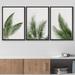 IDEA4WALL Green Tropical Jungle Palm Tree Leaf Botanical Simple Décor Framed Canvas 3 Pieces Print Wall Art Canvas in White | Wayfair 8022272062700