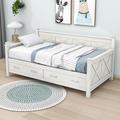 Wildon Home® Paskal Twin Size 2 Drawers Wooden Daybed Wood in White | 36 H x 43 W x 80 D in | Wayfair 177D19F84E414779B45292F588E7AEE4