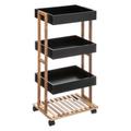 Natureo 4 Tier White Bathroom Caddy On Wheels - Black