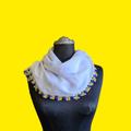 Woman Square White Crochet Scarf, Turkish Oya Muslim Scarves, Yemeni, Summer Cotton Floral Pattern, Hijab Scarf