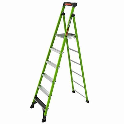 LITTLE GIANT LADDERS 15408-001 8 ft Fiberglass Platform Stepladder, 375 lb