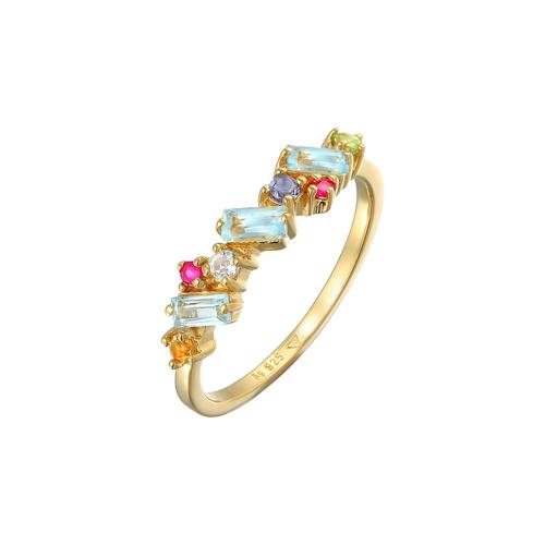 Elli PREMIUM – Elli PREMIUM Ring Peridot Topas Mondstein Glamour 925 Silber vergoldet Ringe Damen