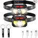 2 LED Rechargeable Headlamps: Waterproof 6 Modes USB Whistles. Ideal for Camping.