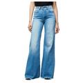 Lolmot Jeans for Women Cargo Pants High Waist Elastic Button Denim Jeans Pants with Pockets Solid Stretch Slim Golf Flared Pants