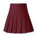 Eguiwyn Dresses for Women 2024 Womens Dresses Women s Fashion High Waist Pleated Mini Skirt Slim Waist Casual Tennis Skirt Wine S