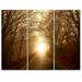 Design Art Path to Sunlight in Autumn Forest - 3 Piece Graphic Art on Wrapped Canvas Set