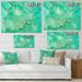 DESIGN ART Designart Turquoise And Gold Luxury Abstract Fluid Art Modern Canvas Wall Art Print 32 in. wide x 16 in. high