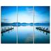 Design Art Two Wooden Piers in Blue Sea - 3 Piece Graphic Art on Wrapped Canvas Set