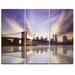 Design Art Purple Sky Over Brooklyn Bridge - 3 Piece Graphic Art on Wrapped Canvas Set
