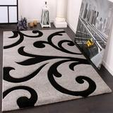 Paco Home Modern Area Rug Floral Pattern with Contour Cut 2 8 x 9 10 - grey