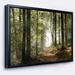DESIGN ART Designart Green Fall Forest with Sun Rays Landscape Photography Framed Canvas Print 20 in. wide x 12 in. high