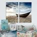 DESIGN ART Designart Old Fisherman Boat Seashore Canvas Wall Art Print 2 Piece Set 12 W x 20 H x 1 D x 2 Pieces