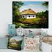 DESIGN ART Designart Traditional Cottage At Dawn In Summer Traditional Canvas Wall Art Print 32 in. wide x 24 in. high