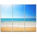 Design Art Blue Waves at Tropical Beach - 3 Piece Graphic Art on Wrapped Canvas Set