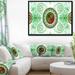 DESIGN ART Designart Light Green Psychedelic Relaxing Art Abstract Framed Canvas Art Print 32 in. wide x 16 in. high