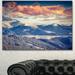 DESIGN ART Designart Winter Alpine Sunset over Hills Large Landscape Art Canvas Print - Silver 44 in. wide x 34 in. high