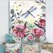 DESIGN ART Designart Dragonfly And Red Spring Flowers Cottage Gallery-wrapped Canvas 44 in. wide x 34 in. high