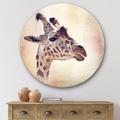 DESIGN ART Designart Portrait of A Giraffe III Farmhouse Metal Circle Wall Art 29x29 - Disc of 29 Inch