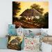 DESIGN ART Designart Traditional Cottage At Sunset In Autumn Traditional Canvas Wall Art Print 20 in. wide x 12 in. high