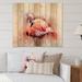 DESIGN ART Designart Portrait of Pink Flamingo III Farmhouse Print on Natural Pine Wood - 3 Panels 45 inches x 40 inches - 3 Panels