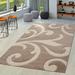 Paco Home Modern Area Rug Floral Pattern with Contour Cut Brown - 7 10 x 10 10