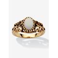 Women's Oval-Cut Opal Scroll Ring In Antiqued Gold-Plated by PalmBeach Jewelry in Opal (Size 9)