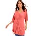 Plus Size Women's Twist-Front Tunic by June+Vie in Sunset Coral (Size 10/12)